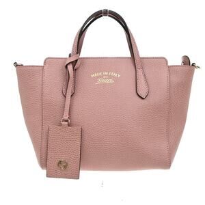 Gucci Pebbled Leather Swing Crossbody Bag Pink